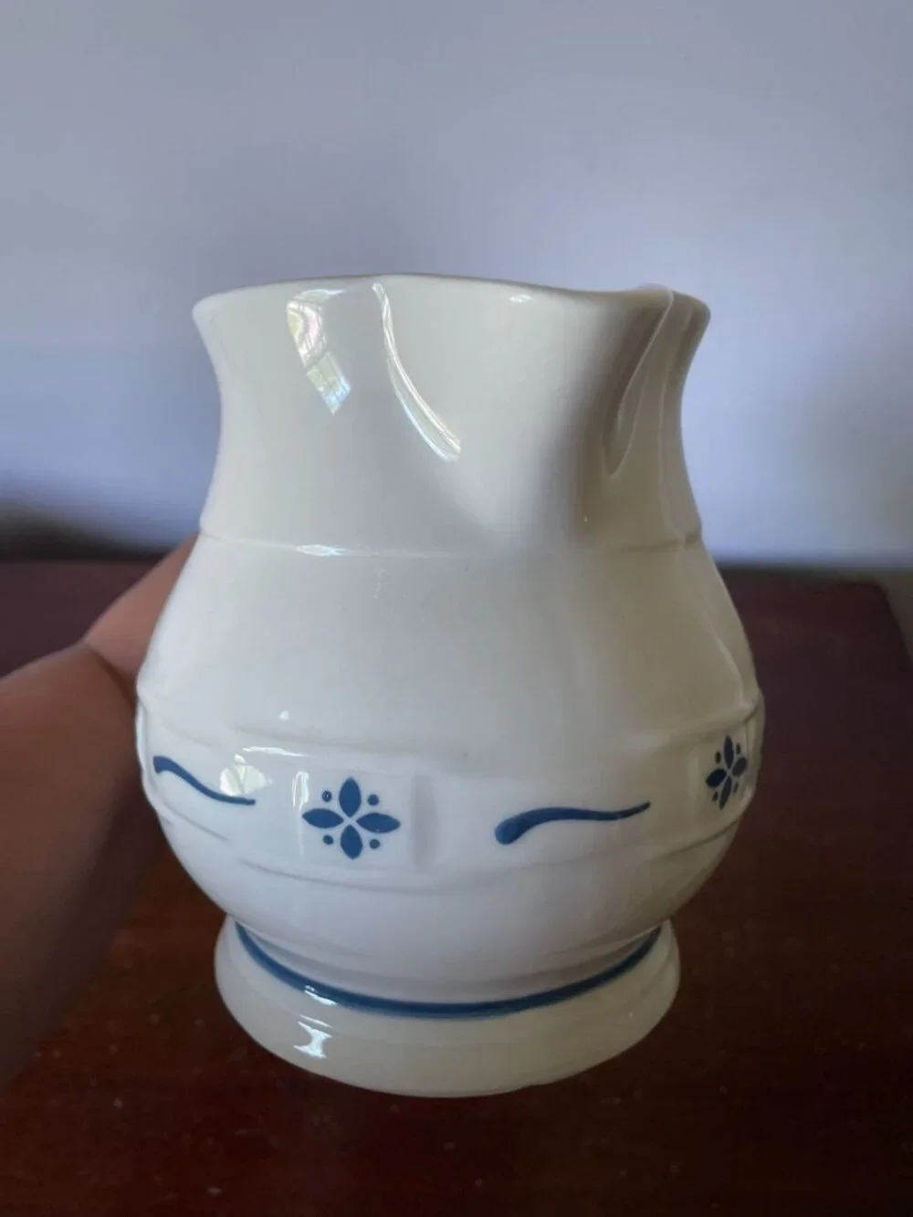 Vintage Longaberger Woven Traditions Classic Blue Pitcher Cottage Core pottery